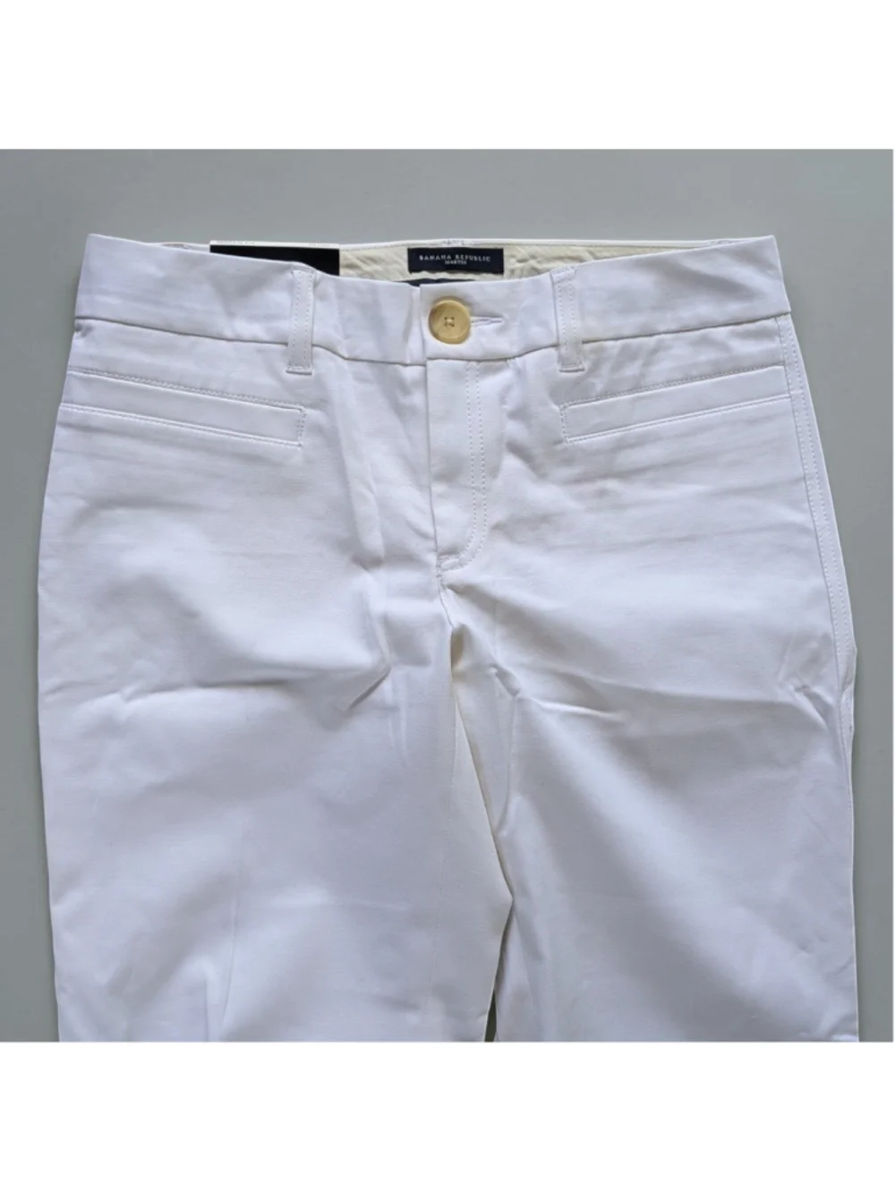 Banana Republic Martin Fit White Side Slit Pants Sz 10 Short NWT